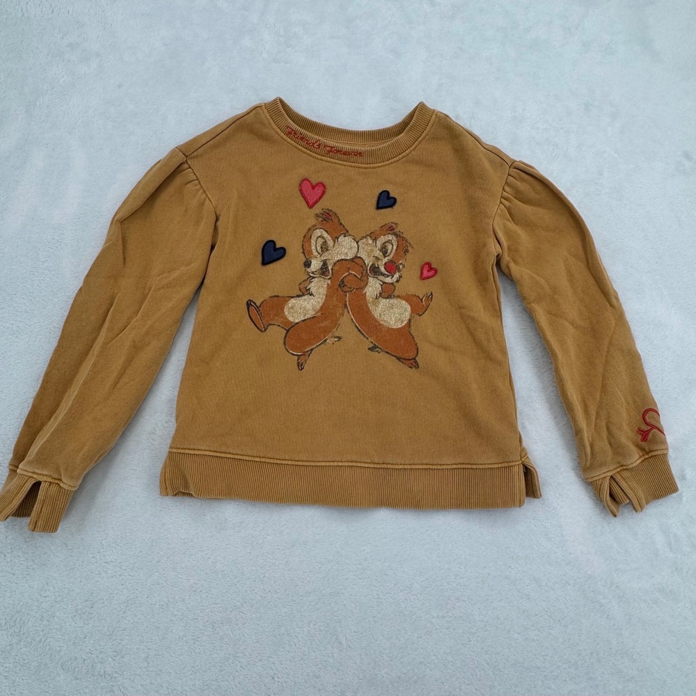 Disney Parks Toddler Chip n Dale Mustard Yellow Friends Forever Sweatshirt Sz 4T